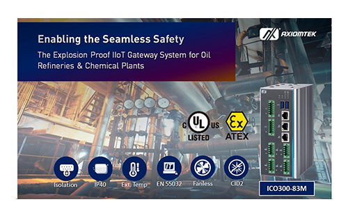 Axiomtek Presents ATEX/CID2 Certified DIN-Rail Fanless IIoT Gateway for Hazardous Deployment